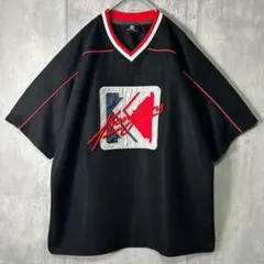 Karl Kani ビッグロゴ刺繍 ゲームシャツ メッシュ 黒 赤 hiphop