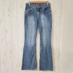 Y2K l.e.i. フレアデニム ピンクステッチ ローライズ 縦落ち M