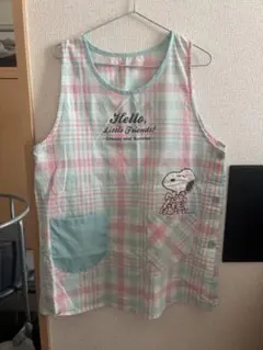 スヌーピー 保育士エプロン チェック柄