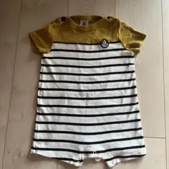 プチバトー　ロンパース・カバーオール 12m/74cm マスタード/ストライプ