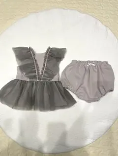 Cottoli ベビードレス 80cm グレー×ピンク