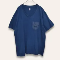 グラニフ VネックTシャツ 半袖 胸ポケット ネイビー L 無地 シンプル