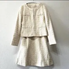 WHITE JOOLA セレモニースーツ 9号 Mサイズ ホワイトベージュ系