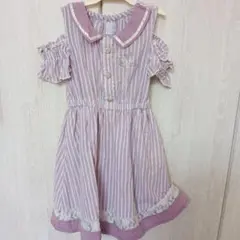 ストライプオフショルダーワンピース