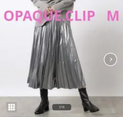 オペークドットクリップ　箔プリントプリーツスカート シルバーM