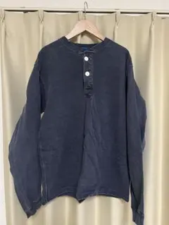 極美品◆Good On グッドオン ヘンリーネック長袖Tシャツ ネイビー染め L