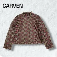 カルヴェン ブラウス L レーヨン 80s 90s 総レース 刺繍 ラメ シアーのサムネイル