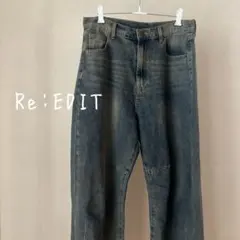Re:EDIT リエディ カットオフ フリンジ ストレートバレル デニム