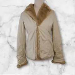 INDIVI インディヴィ ファー付き ジャケット M ベージュ系