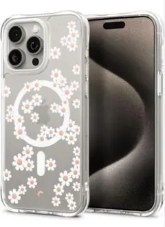 iPhone 15 Pro Max 用 ケース MagSafe対応 クリア 花柄