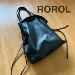 最終値下げ　ROROL 本革レザー巾着ショルダー　黒　人気デザイン