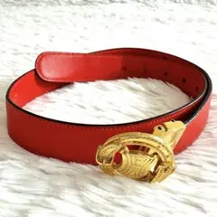 希少✨セリーヌ 馬車金具 レッド ゴールド ベルト ヴィンテージ トリオンフのサムネイル