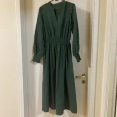 グリーン 長袖 ロングワンピース　As know As plus