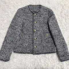 【美品】Mila Owen ノーカラージャケット ツイード Sサイズ 金ボタン
