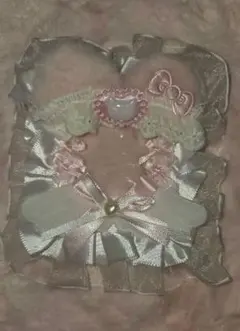 ハンドメイド レースデコ 硬質カードケースデコ ピンク