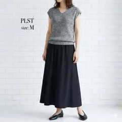 PLST プラステ ドッキングワンピース マキシ丈 Vネック ニット Mサイズ