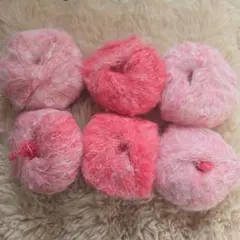 【新品未使用】モヘア毛糸　6玉　150g　編み物　ピンク　赤色　グラデーション
