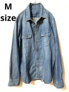 デニム長袖シャツ 胸ポケット付き Mサイズ