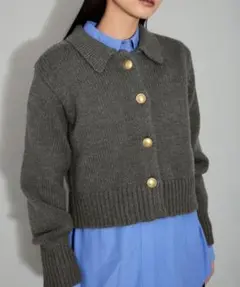 アダムエロペ【WEB限定・洗える】ポロニットカーディガン