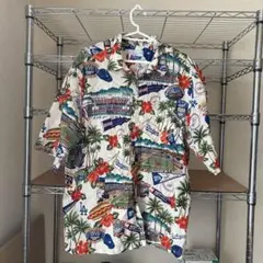 美品 Schott コウモリ柄 半袖シャツ グリーン Mサイズ アロハシャツ