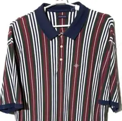 ポロシャツ 半袖シャツ 総柄 マルチストライプ XL 90年代 ヒップホップ