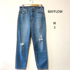 BAYFLOW デニムストレートパンツ　ダメージ　ワイド　M 3