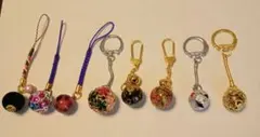 【昭和レトロ】鈴　根付　キーホルダー　8点セット