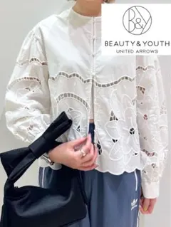BEAUTY&YOUTH コットン エンブロイダリー シャツ 2WAY