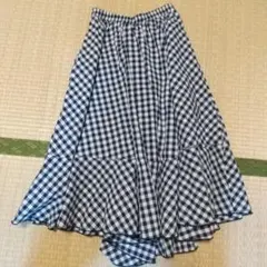 ネイビーチェック フレアスカート Deux Amour