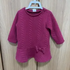 SIMPLEFREEワイン色ワンピース 80