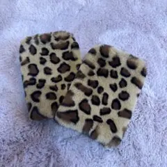 ヒョウ柄ファーアームカバー