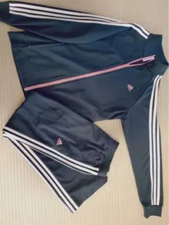 【美品】アディダス ジャージ上下セット Lサイズ ネイビー×ピンク3ストライプ