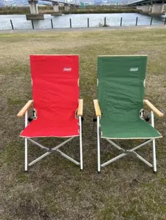 希少【Coleman／コールマン】Lay Chair レイチェア　レッド 2脚セット コールマン チェア 赤 レイチェア ハイバック 3段階