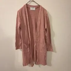 OLD NAVY ピンク ロングカーディガン M 前開き 羽織 上着