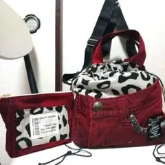 墨Blackxredデニムリメイク♥巾着ショルダートートBag♥ポーチ付