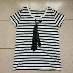 レディース Tシャツ ボーダー スパンコール ネクタイ Sorridereのサムネイル