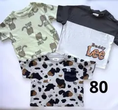 80cm Tシャツ 3枚セット Buddy Lee牛柄 ＆ H&M 恐竜