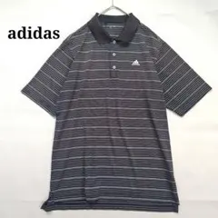 【アディダス】半袖ポロシャツ ボーダー ゴルフウェアワンポイント刺繍 黒 ドライ