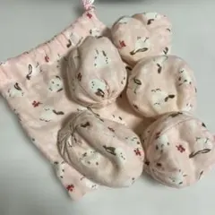 お手玉5個 小鳥と花のプリント巾着袋