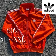 90s adidas トラックジャケット オレンジ ホワイト ビッグサイズ