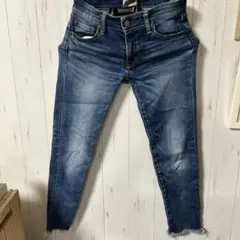 アングリッド【XS】 スキニーデニムパンツ ハイウエスト カットオフ ジーンズ