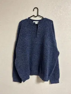 ネイビー ヘンリーネック ニット