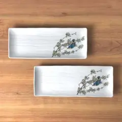 九谷焼　新品　カワセミ　長角皿　2枚のサムネイル