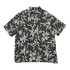 クロフト＆バロー レーヨン アロハシャツ ハワイアンシャツ メンズXL ブラック