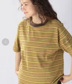 ニコアンド｜Tシャツ｜ボーダーT｜イエロー｜L｜オーバーサイズ