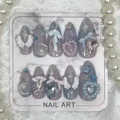 水色　紫　量産型　地雷系　ネイルチップ
