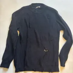 ZAPA ブラック XL ダメージニットセーター