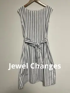 Jewel Changes 縦ストライプ　ウエストリボン　ワンピース
