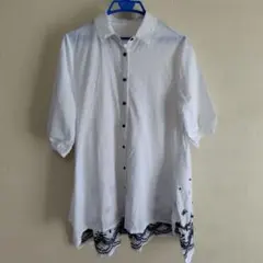 ラ・イマージュ　刺繍入りロングシャツ　F　綿100%