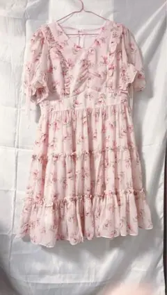 ワンピース ピンク 夏 花柄 量産型 ミニワンピース 半袖 ショート丈